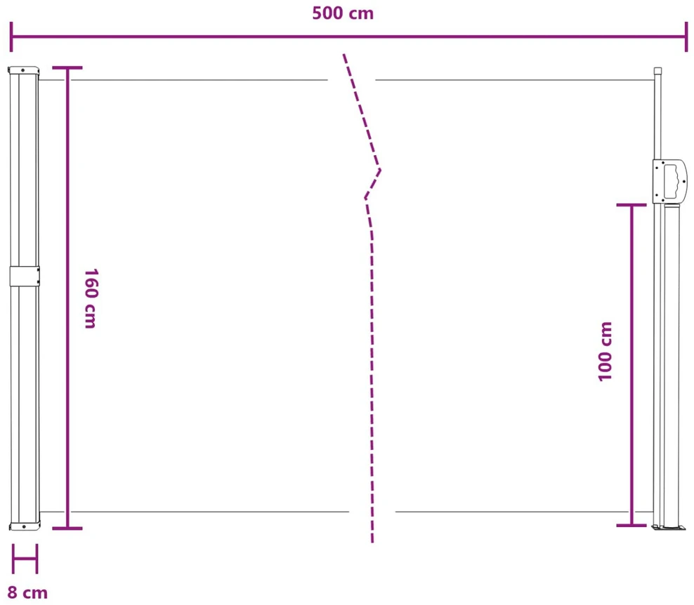 Ištraukiama šoninė užuolaida 500 x 160 cm Poliesteris
