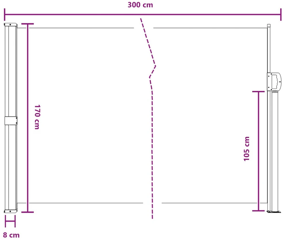 Ištraukiama šoninė užuolaida 300 x 170 cm Poliesteris