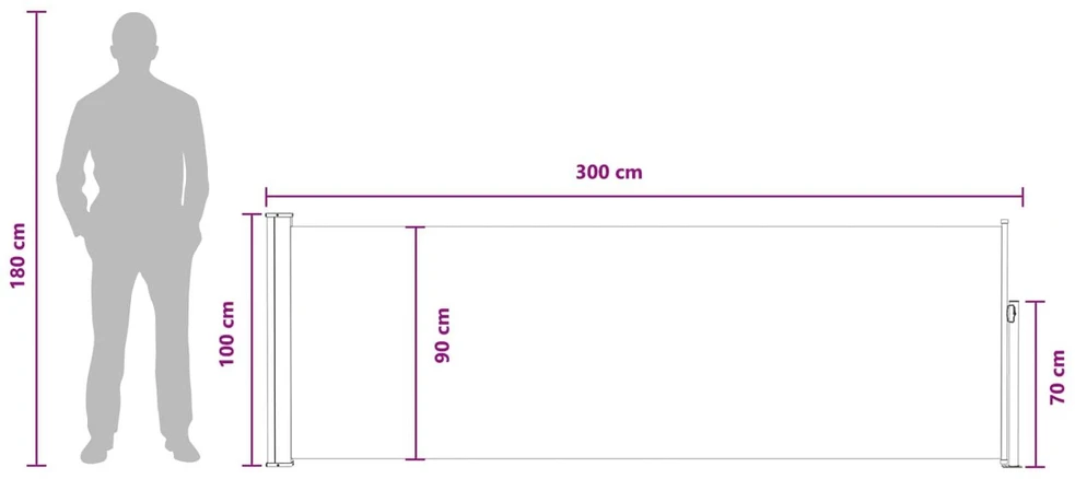 Ištraukiama šoninė užuolaida 300 x 100 cm Poliesteris