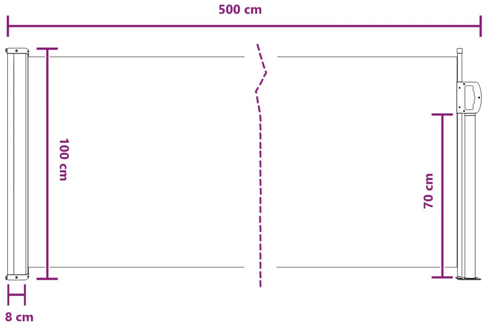 Ištraukiama šoninė užuolaida 500 x 100 cm Poliesteris