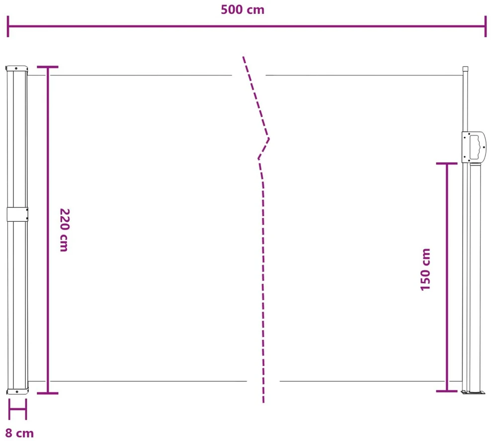 Ištraukiama šoninė užuolaida 500 x 220 cm Poliesteris