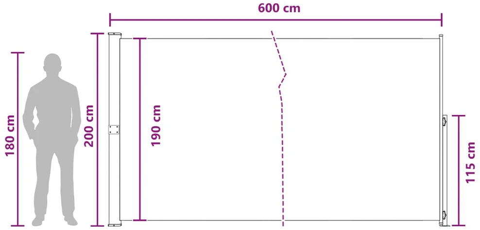 Ištraukiama šoninė užuolaida 200 x 600 cm Poliesteris