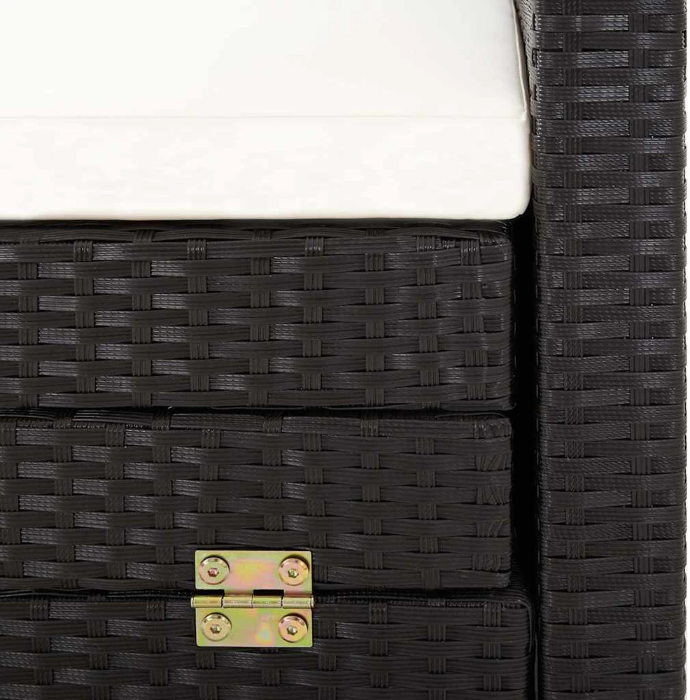 Ištraukiama trivietė sofa-lova su stogeliu, juoda, poliratanas