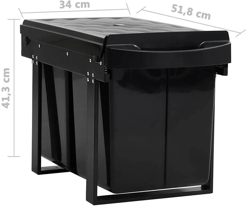 Ištraukiama virtuvės spintelės šiukšliadėžė, 48l, soft-close