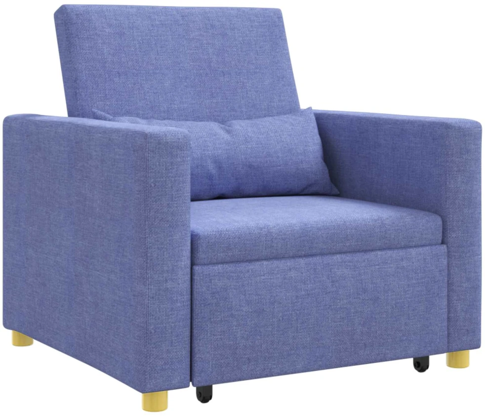 Fotelis Ištraukiamas sofa-lova vienvietis Džinsinė mėlyna audinys