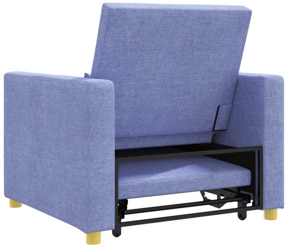Fotelis Ištraukiamas sofa-lova vienvietis Džinsinė mėlyna audinys