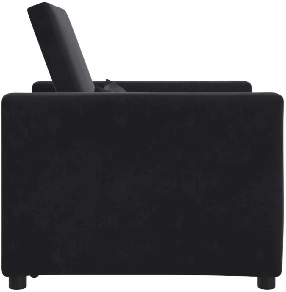 Fotelis Ištraukiamas sofa-lova vienvietis su ratais Juoda Aksomas