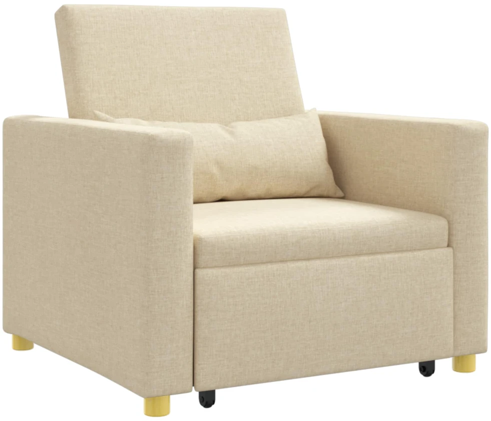 Fotelis Ištraukiamas sofa-lova vienvietis Kreminė 90 x 165 x 87 cm