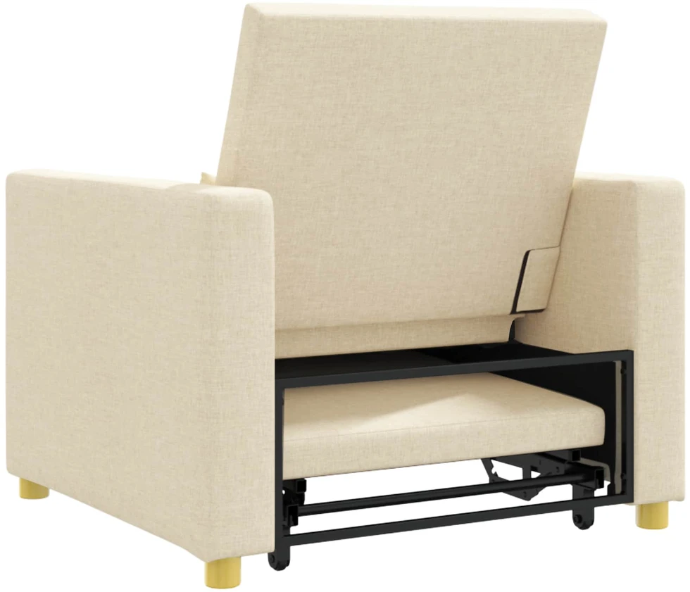 Fotelis Ištraukiamas sofa-lova vienvietis Kreminė 90 x 165 x 87 cm