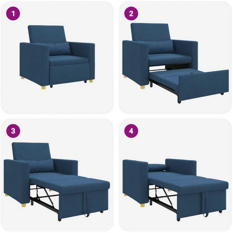 Ištraukiamas sofa-lova vienvietis Mėlyna 90 x 165 x 87 cm
