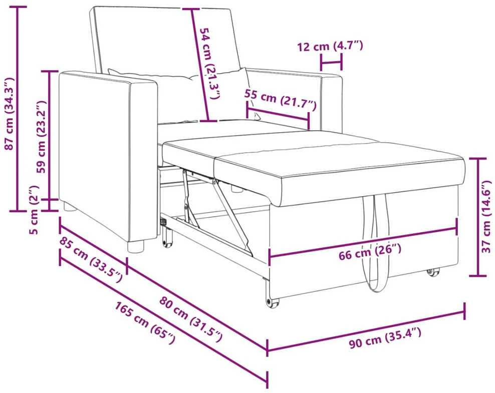 Ištraukiamas sofa-lova vienvietis Mėlyna 90 x 165 x 87 cm