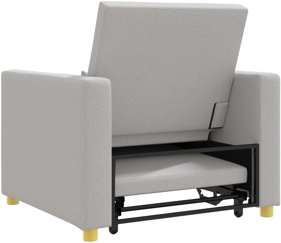 Ištraukiamas sofa-lova vienvietis su ratais Debesų pilka