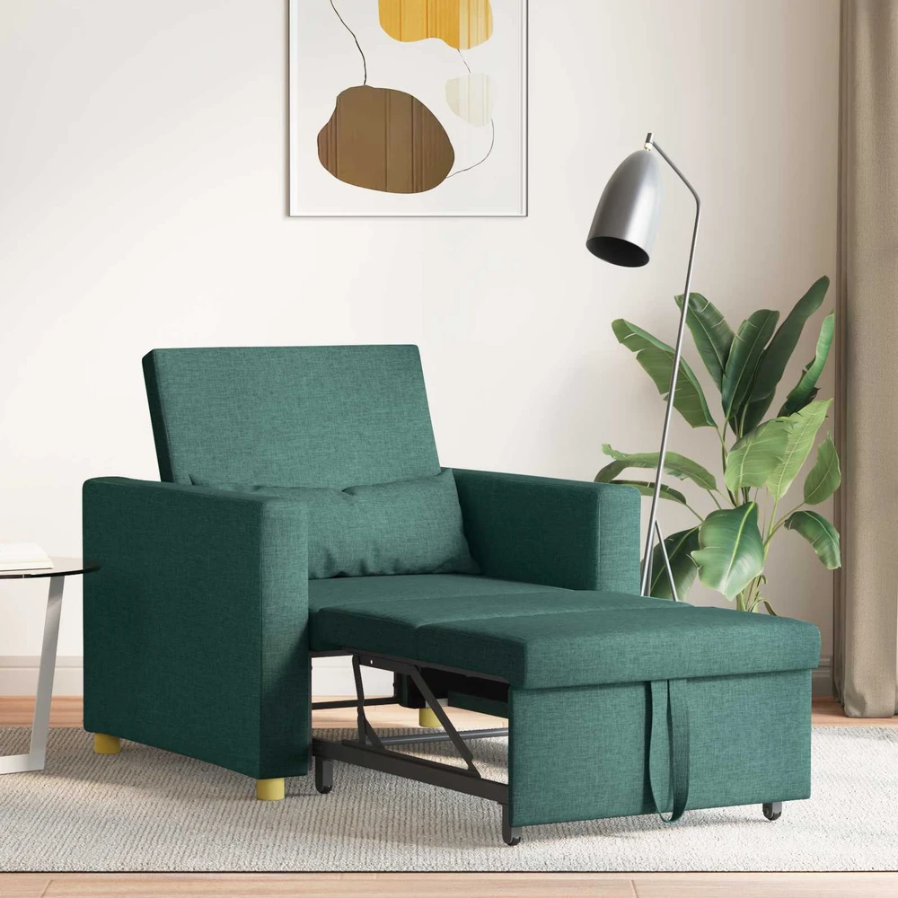 Ištraukiamas sofa-lova vienvietis su ratu Tamsiai žalia audinys