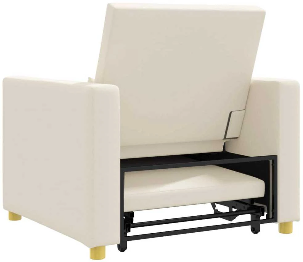 Ištraukiamas sofa-lova vienvietis su ratu Kreminė balta audinys