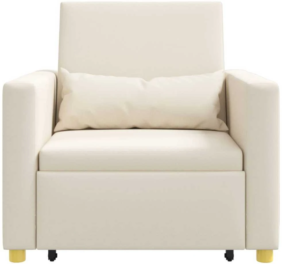 Ištraukiamas sofa-lova vienvietis su ratu Kreminė balta audinys
