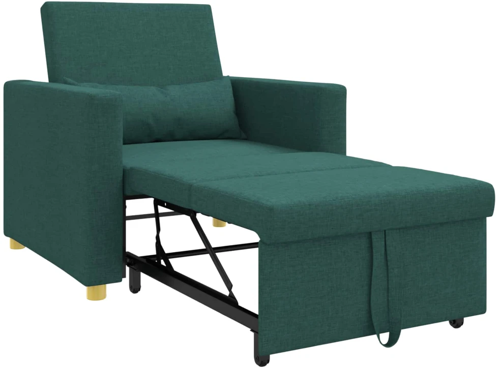 Ištraukiamas sofa-lova vienvietis su ratu Tamsiai žalia audinys