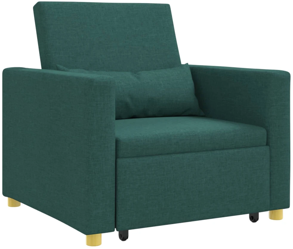 Ištraukiamas sofa-lova vienvietis su ratu Tamsiai žalia audinys