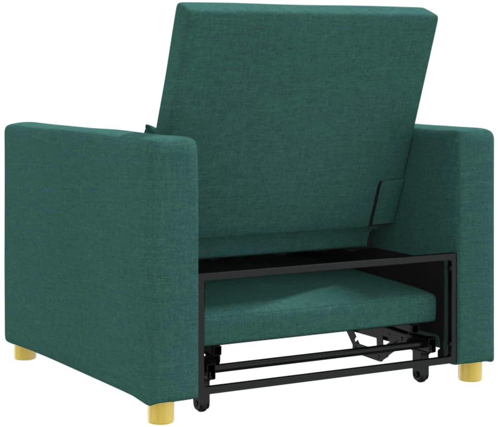 Ištraukiamas sofa-lova vienvietis su ratu Tamsiai žalia audinys