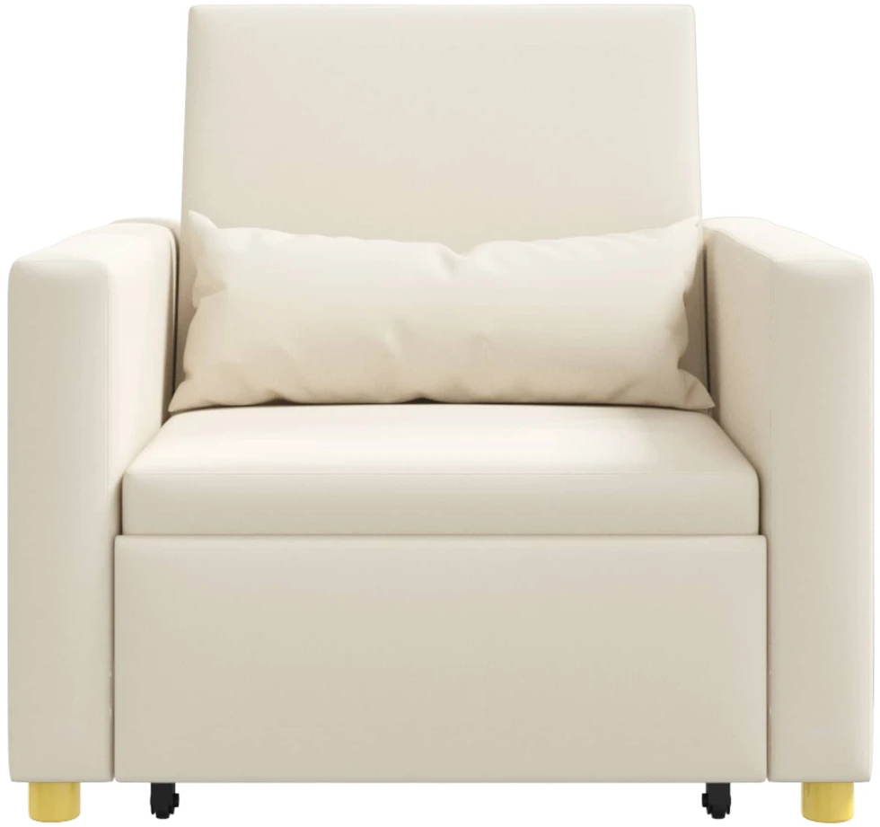 Ištraukiamas sofa-lova vienvietis su ratu Kreminė balta audinys