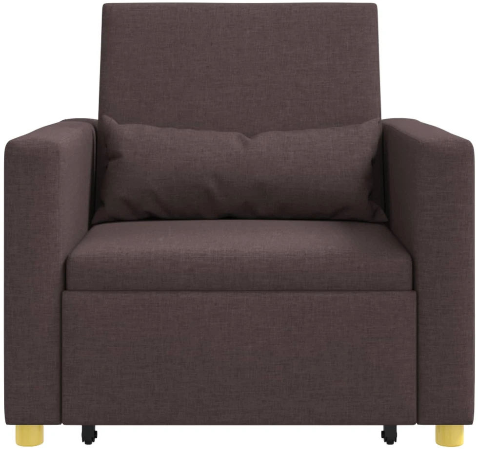 Fotelis Ištraukiamas sofa-lova vienvietis Tamsiai ruda audinys