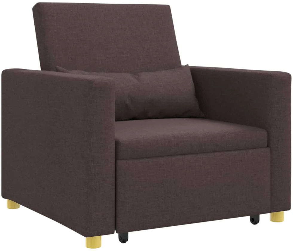 Fotelis Ištraukiamas sofa-lova vienvietis Tamsiai ruda audinys