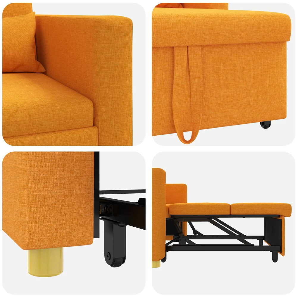 Ištraukiamas sofa-lova vienvietis Tamsiai geltona audinys
