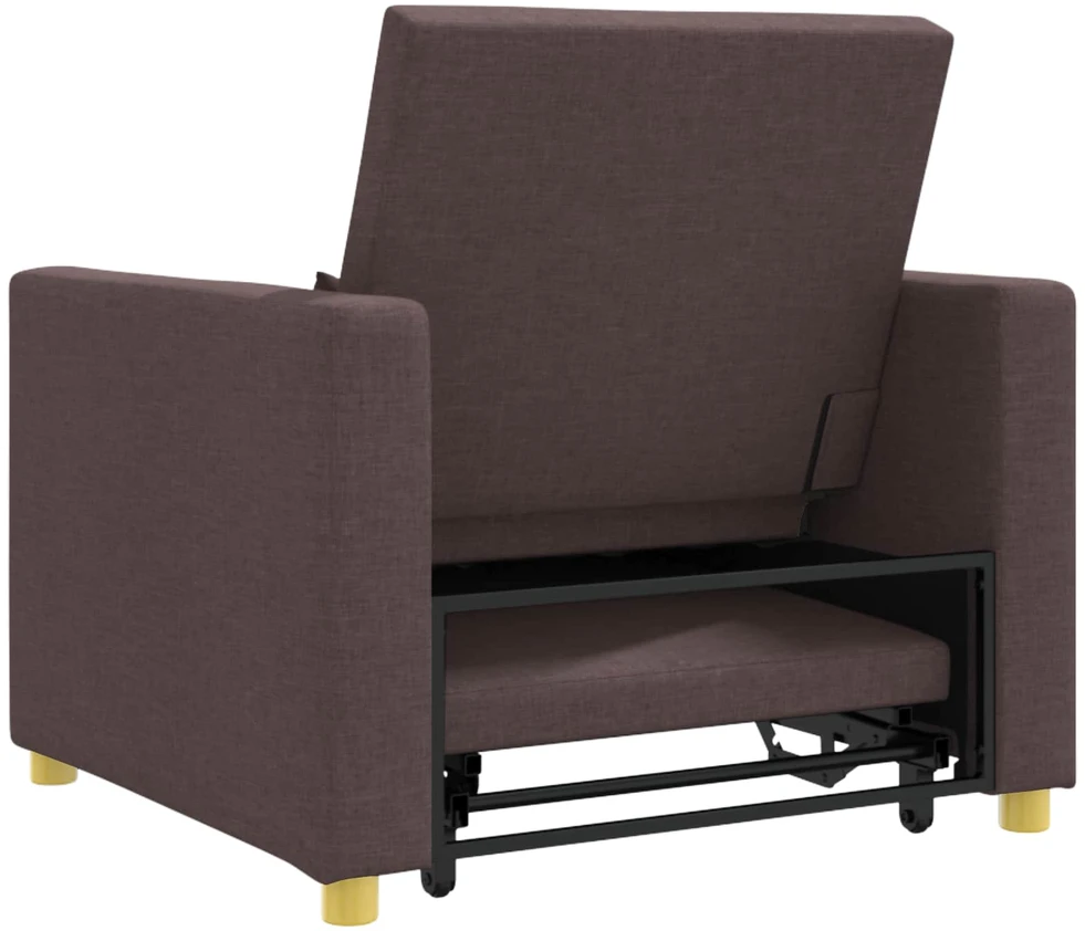Fotelis Ištraukiamas sofa-lova vienvietis Tamsiai ruda audinys