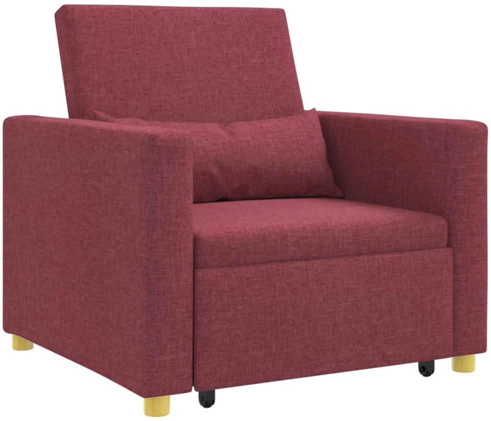 Fotelis Ištraukiamas sofa-lova vienvietis Vyno raudonumo audinys