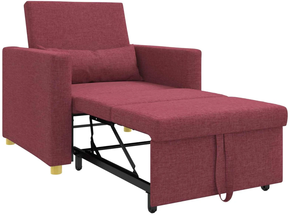 Fotelis Ištraukiamas sofa-lova vienvietis Vyno raudonumo audinys