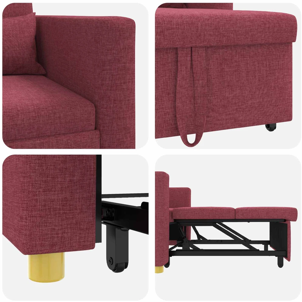 Fotelis Ištraukiamas sofa-lova vienvietis Vyno raudonumo audinys