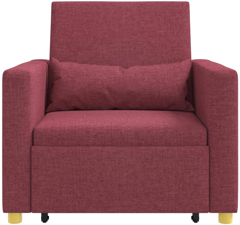 Fotelis Ištraukiamas sofa-lova vienvietis Vyno raudonumo audinys
