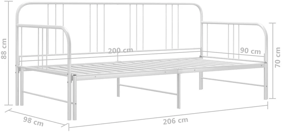 Ištraukiamos sofos-lovos rėmas, baltas, 90x200cm, metalas