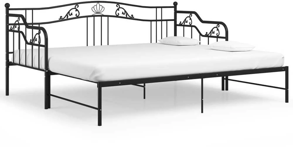 Ištraukiamos sofos-lovos rėmas, juodas, 90x200cm, metalas