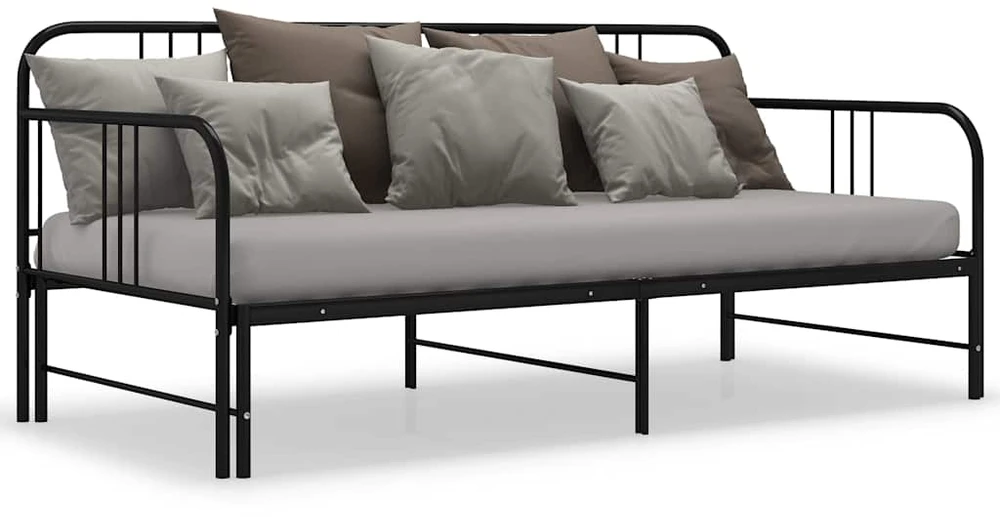 Ištraukiamos sofos-lovos rėmas, juodas, 90x200cm, metalas