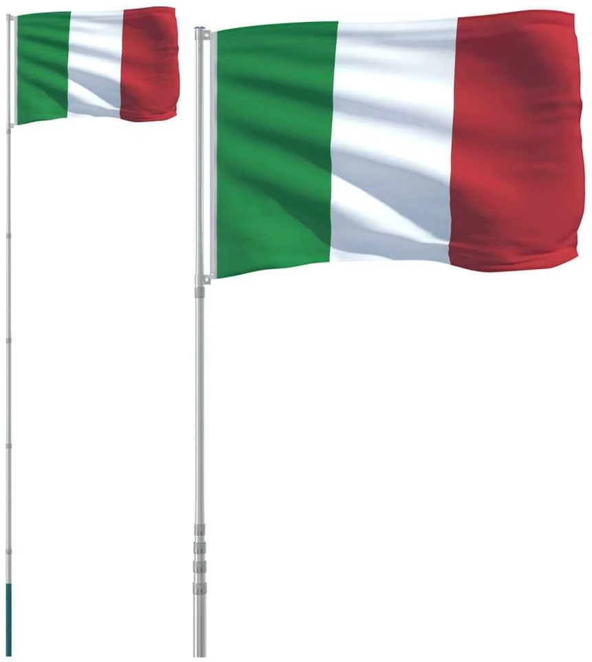 Italijos vėliava su stiebu, aliuminis, 5,55m