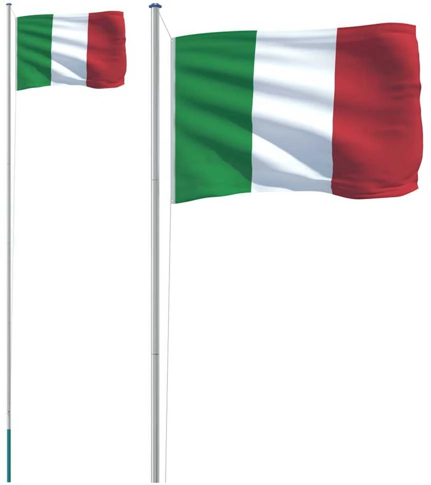 Italijos vėliava su stiebu, aliuminis, 6,23m