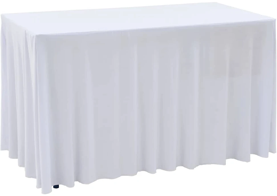 Įtempiamos staltiesės su sijonais, 2 vnt., baltos, 243x76x74 cm