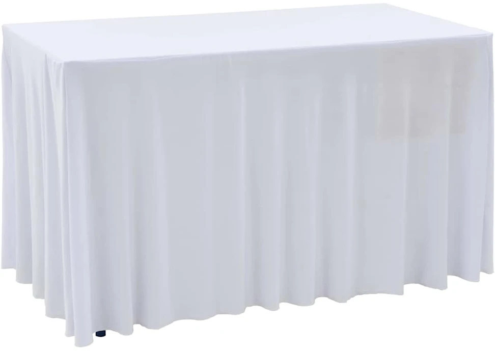 Įtempiamos staltiesės su sijonais, 2 vnt., baltos, 183x76x74 cm