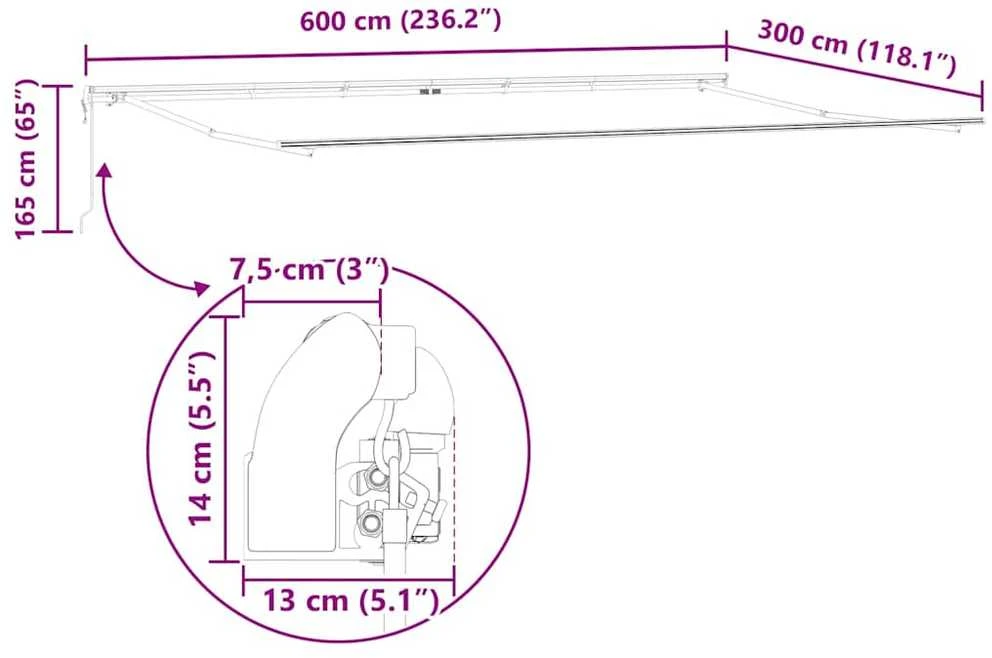 Ištraukiama markizė oranžinė ir ruda 600 × 300 cm