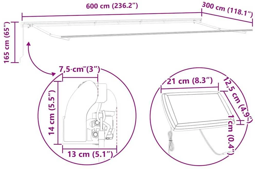Ištraukiama markizė oranžinė ir ruda 600 × 300 cm