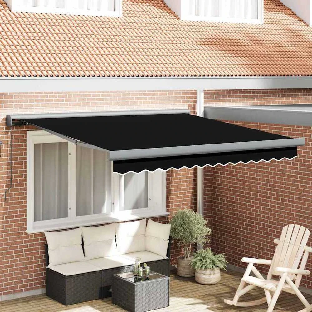 Ištraukiama markizė Juoda 350 x 250 cm Audinys ir aliuminis