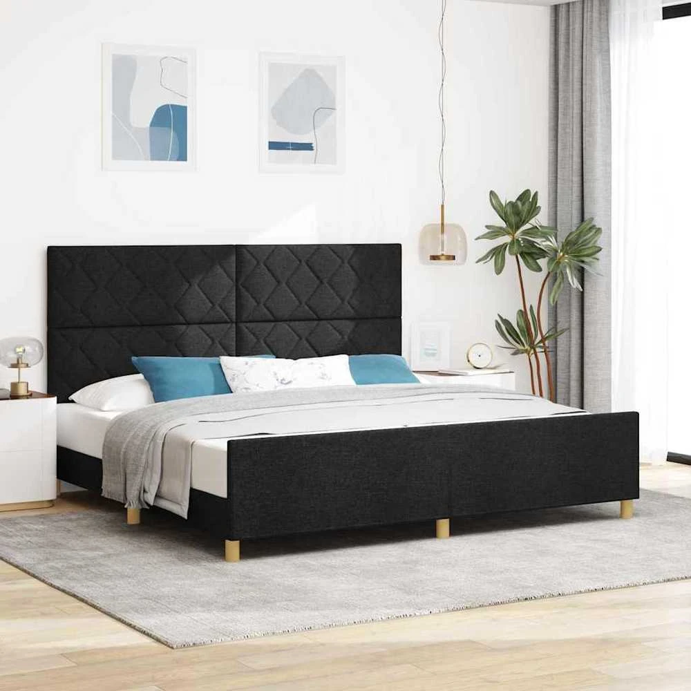 Lovos rėmas su galvūgalio Juoda 200 x 200 cm audinys
