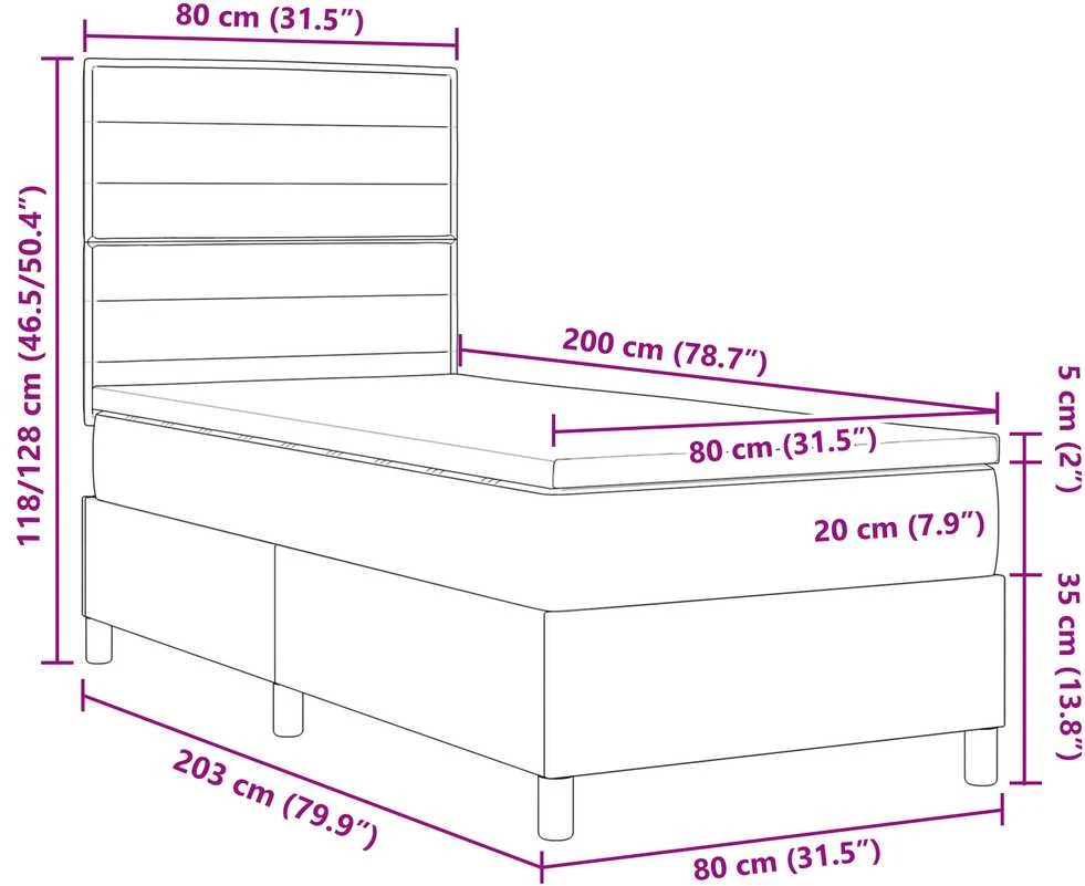 Kiemas lova su čiužiniu su galvūgalio Juoda 80 x 200 cm audinys