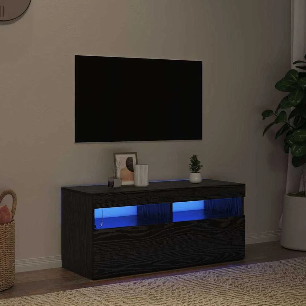 TV staliukas Televizoriaus spintelė 90 x 35 x 40 cm Juodas ąžuolas