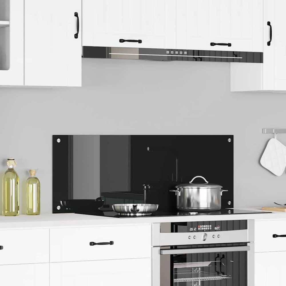 Virtuvės atbraila Juoda 110 x 40 cm grūdintas stiklas