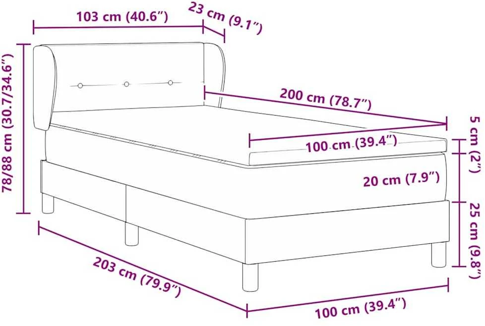 Kiemas lova su galvūgalio Juoda 100 x 200 cm audinys