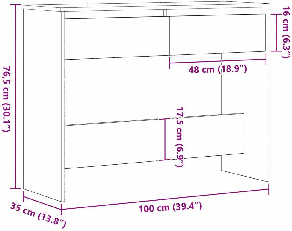 Konsolinis stalas Juodas ąžuolas 100 x 35 x 76,5 cm