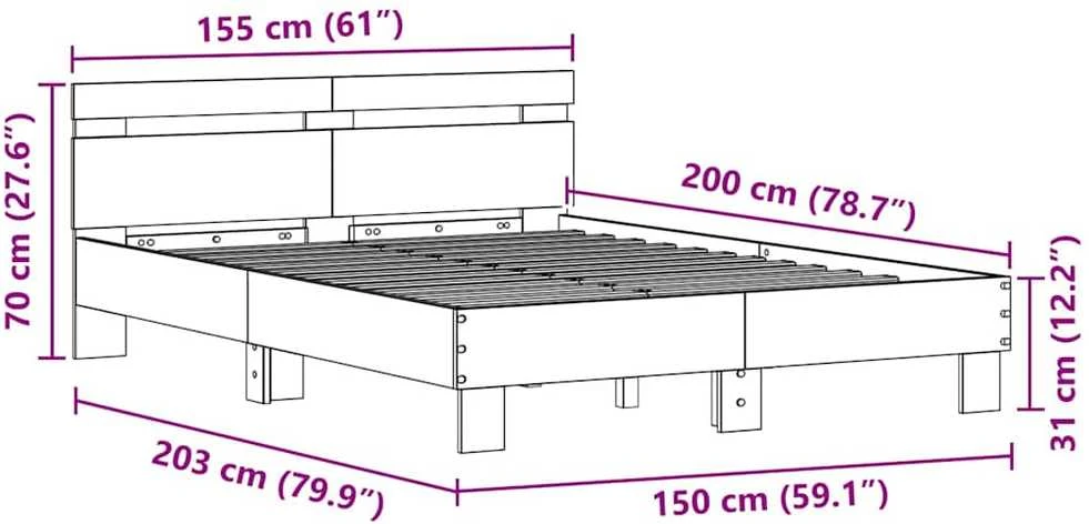 Lovos rėmas Juodas ąžuolas 150 x 200 cm Apdirbta mediena