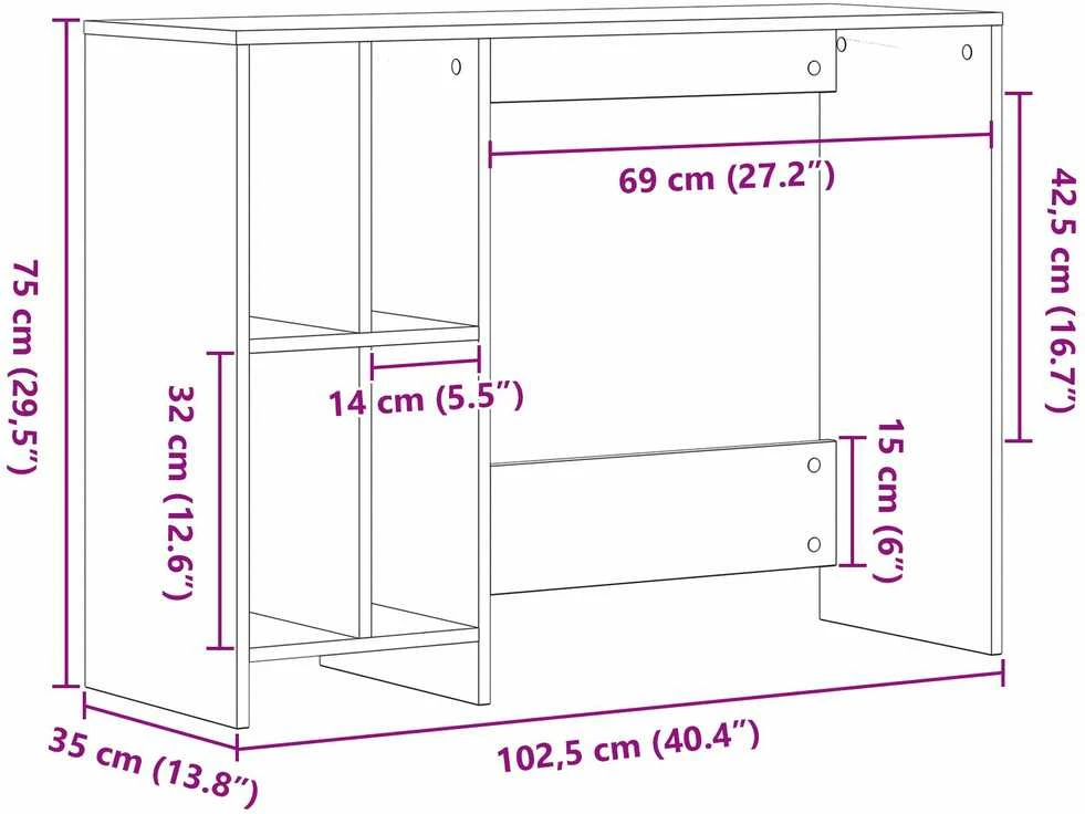 Stalas Juodas ąžuolas Apdirbta mediena 102,5 x 35 x 75 cm