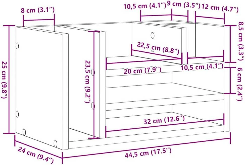 Darbo stalo organizatorius Juodojo ąžuolo 44,5 x 24 x 25 cm